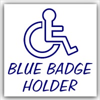 1 x Blue Badge Holder-EXTERNAL OUTLINE DESIGN-Disabled Car Sticker -Disability Wheelchair- Mobility Self Adhesive Sign